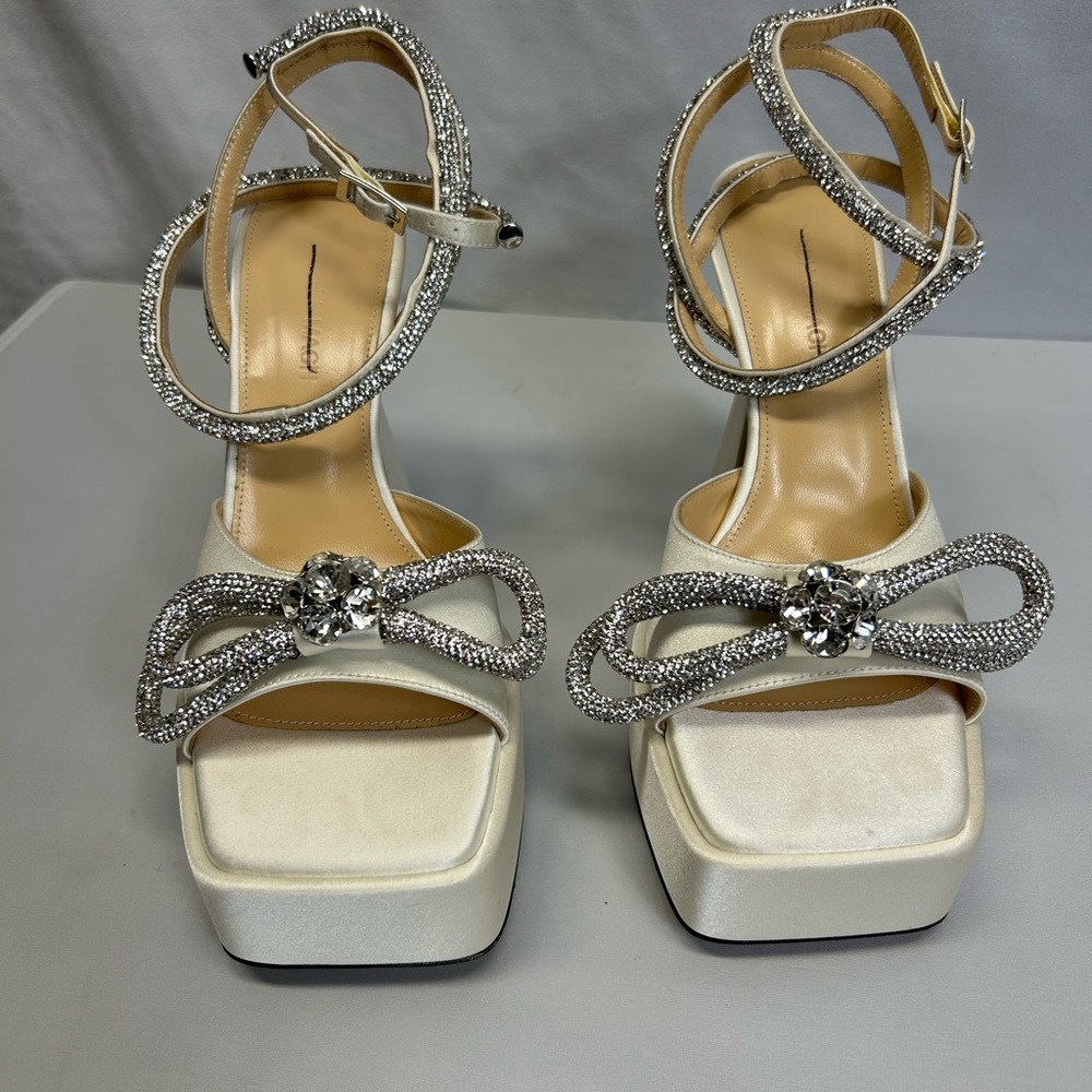 Mach & Mach
Double Bow 140 Silk Ankle-Strap Sandals